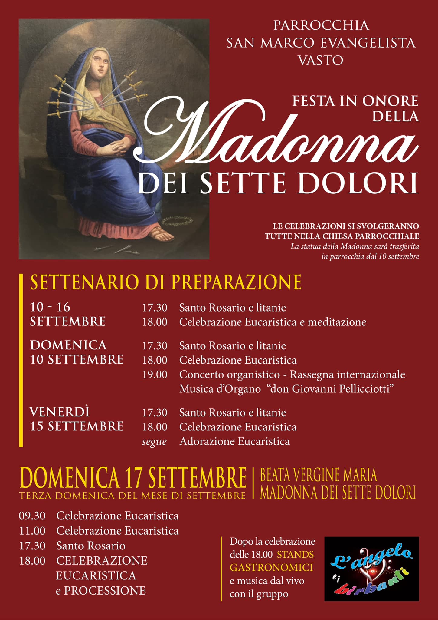 locandina festa Madonna dei sette dolori 2023